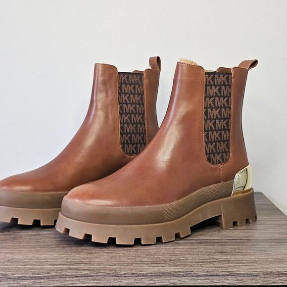 Michael Kors Women's Rowan Leather Bootie Size 8 Luggage NWT - Picture 7 of 8